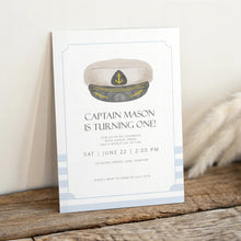 Load image into Gallery viewer, 0307 captain cap birthday invitation
