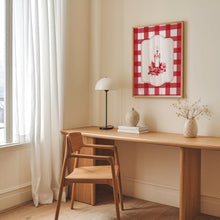 Load image into Gallery viewer, Vintage red gingham Christmas candle art print 13-228
