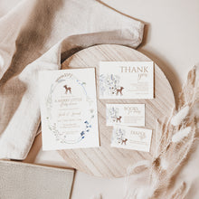 Load image into Gallery viewer, 2024 Christmas Winter Deer Baby Shower Invitation Set | Woodland Theme
