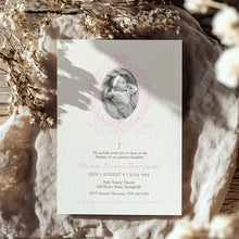 Load image into Gallery viewer, 0501 pink photo baptism invitation template
