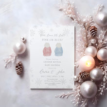 Load image into Gallery viewer, 2029 Winter Beanie Gender Reveal Invitation: Holiday Baby Shower (Editable)
