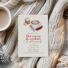 Load image into Gallery viewer, 2033 Hot Cocoa &amp; Cookie Kids Christmas Party Invitation , Editable Digital Download for Holiday Fun
