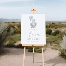 Load image into Gallery viewer, 2031 Blue Elephant Boys baby shower welcome sign template, digital download

