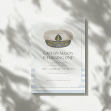 Load image into Gallery viewer, 0307 captain cap birthday invitation
