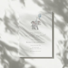 Load image into Gallery viewer, Blue Elephant Boys 1st Birthday Invite, Editable Digital Download Template 0324
