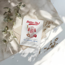 Load image into Gallery viewer, 0314 red batter up birthday invitation template
