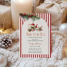 Load image into Gallery viewer, 2033 Christmas Winter Holiday Time for Tea party Baby Shower Invite, Digital download, Editable template
