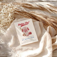 Load image into Gallery viewer, 0314 red batter up birthday invitation template
