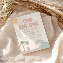 Load image into Gallery viewer, The Big One Birthday Invitation Editable Pink Beach Birthday Coastal Surf Girl First Bday Invite 0338
