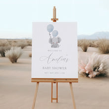 Load image into Gallery viewer, 2031 Blue Elephant Boys baby shower welcome sign template, digital download
