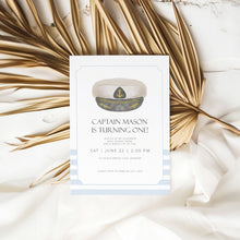Load image into Gallery viewer, 0307 captain cap birthday invitation
