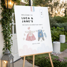 Load image into Gallery viewer, 0304 Korean Twin Siblings Hanbok 100 day Bae-Il welcome sign template
