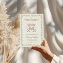 Load image into Gallery viewer, Once Upon a Time Princess 1st Birthday Invitation Pink Carriage Fairytale Party Invite Editable Corjl 0332
