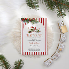 Load image into Gallery viewer, 2033 Christmas Winter Holiday Time for Tea party Baby Shower Invite, Digital download, Editable template
