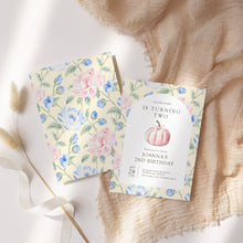 Load image into Gallery viewer, 0316 pink pumpkin birthday invitation template
