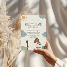 Load image into Gallery viewer, 0328 Jesus and little lamb birthday invitation, editable template, digital download
