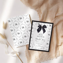 Load image into Gallery viewer, 2021 black bow baby shower invitation
