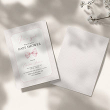 Load image into Gallery viewer, Corjl editable it&#39;s a girl pink bow baby shower invitation 2014
