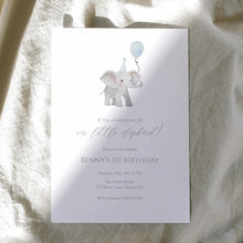 Load image into Gallery viewer, Blue Elephant Boys 1st Birthday Invite, Editable Digital Download Template 0324
