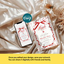 Load image into Gallery viewer, 2020 red apple baby shower invitation
