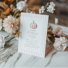 Load image into Gallery viewer, 2019 pink pumpkin baby shower invitation template
