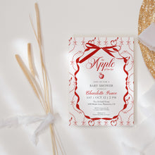 Load image into Gallery viewer, 2020 red apple baby shower invitation
