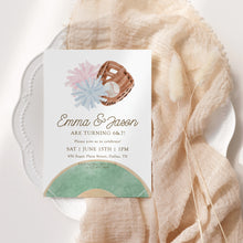 Load image into Gallery viewer, Cheer and Baseball Siblings Birthday Invitation, Twins Joint Sports Party Invite Template 0334
