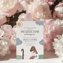 Load image into Gallery viewer, 0328 Jesus and little lamb birthday invitation, editable template, digital download
