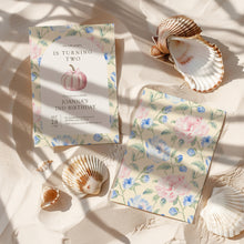 Load image into Gallery viewer, 0316 pink pumpkin birthday invitation template
