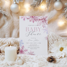 Load image into Gallery viewer, 2024 pink snowflake winter wonderland invitation template
