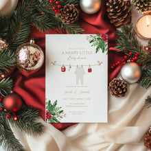 Load image into Gallery viewer, 2029 Merry Little Baby Shower Invitation Template, Editable Winter Holiday Digital Download
