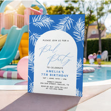 Load image into Gallery viewer, Mermaid 4th Birthday Invitation Editable Girl Pink Purple Shellabration Blue Palm Tree Pool Party Invitation Editable Tropical Summer Beach Birthday Invite Template 0339Summer Pool Party Invite 0339 (사본)

