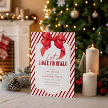 Load image into Gallery viewer, 2033 Red Bow Coquette Jingle &amp; Mingle Christmas Party Invite, Editable Template, Digital Download
