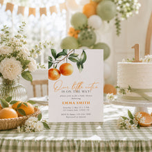Load image into Gallery viewer, Citrus Little Cutie Baby Shower Invitation | Green Gingham Summer Picnic 2046
