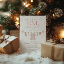 Load image into Gallery viewer, 0320 Winter Pink 1st Birthday Invitation Template: Christmas Holiday (Digital Download)
