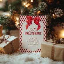Load image into Gallery viewer, 2033 Red Bow Coquette Jingle &amp; Mingle Christmas Party Invite, Editable Template, Digital Download
