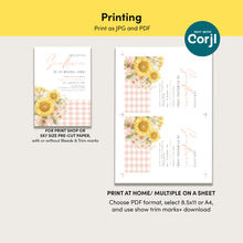 Load image into Gallery viewer, Pink Sunflower Birthday Invitation Watercolor Gingham Baby Girl Summer Template 0340
