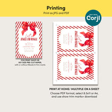 Load image into Gallery viewer, 2033 Red Bow Coquette Jingle &amp; Mingle Christmas Party Invite, Editable Template, Digital Download
