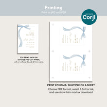 Load image into Gallery viewer, Blue Bow Baby Shower Invitation Bundle (Digital Download) 2031
