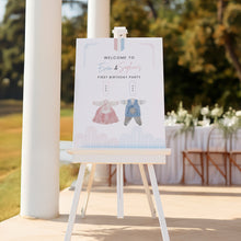 Load image into Gallery viewer, 0304 Korean Twin Siblings Hanbok 1st birthday Dol welcome sign template
