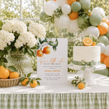 Load image into Gallery viewer, Citrus Little Cutie Baby Shower Invitation | Green Gingham Summer Picnic 2046
