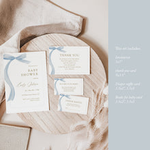 Load image into Gallery viewer, Blue Bow Baby Shower Invitation Bundle (Digital Download) 2031
