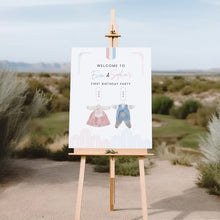 Load image into Gallery viewer, 0304 Korean Twin Siblings Hanbok 1st birthday Dol welcome sign template
