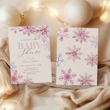 Load image into Gallery viewer, 2024 pink snowflake winter wonderland invitation template
