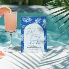 Load image into Gallery viewer, Mermaid 4th Birthday Invitation Editable Girl Pink Purple Shellabration Blue Palm Tree Pool Party Invitation Editable Tropical Summer Beach Birthday Invite Template 0339Summer Pool Party Invite 0339 (사본)
