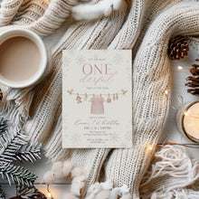 Load image into Gallery viewer, 0320 Winter Pink 1st Birthday Invitation Template: Christmas Holiday (Digital Download)
