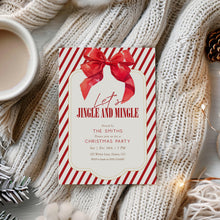 Load image into Gallery viewer, 2033 Red Bow Coquette Jingle &amp; Mingle Christmas Party Invite, Editable Template, Digital Download
