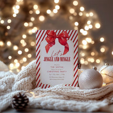 Load image into Gallery viewer, 2033 Red Bow Coquette Jingle &amp; Mingle Christmas Party Invite, Editable Template, Digital Download
