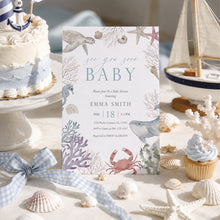 Load image into Gallery viewer, Animal Baby Shower Invitation, Sea You Soon Summer Editable Template 2045
