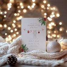 Load image into Gallery viewer, 2029 Merry Little Baby Shower Invitation Template, Editable Winter Holiday Digital Download

